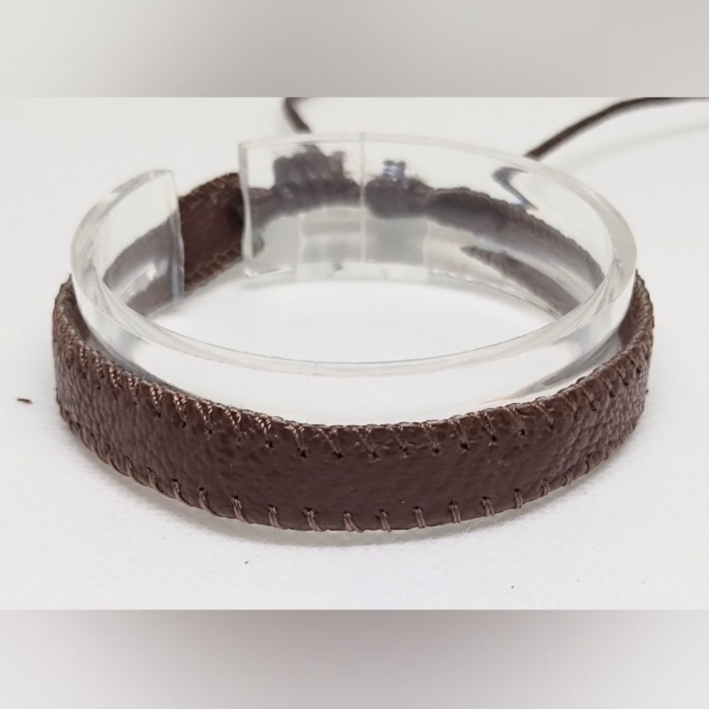Men's leather‎ bracelet brown new e50